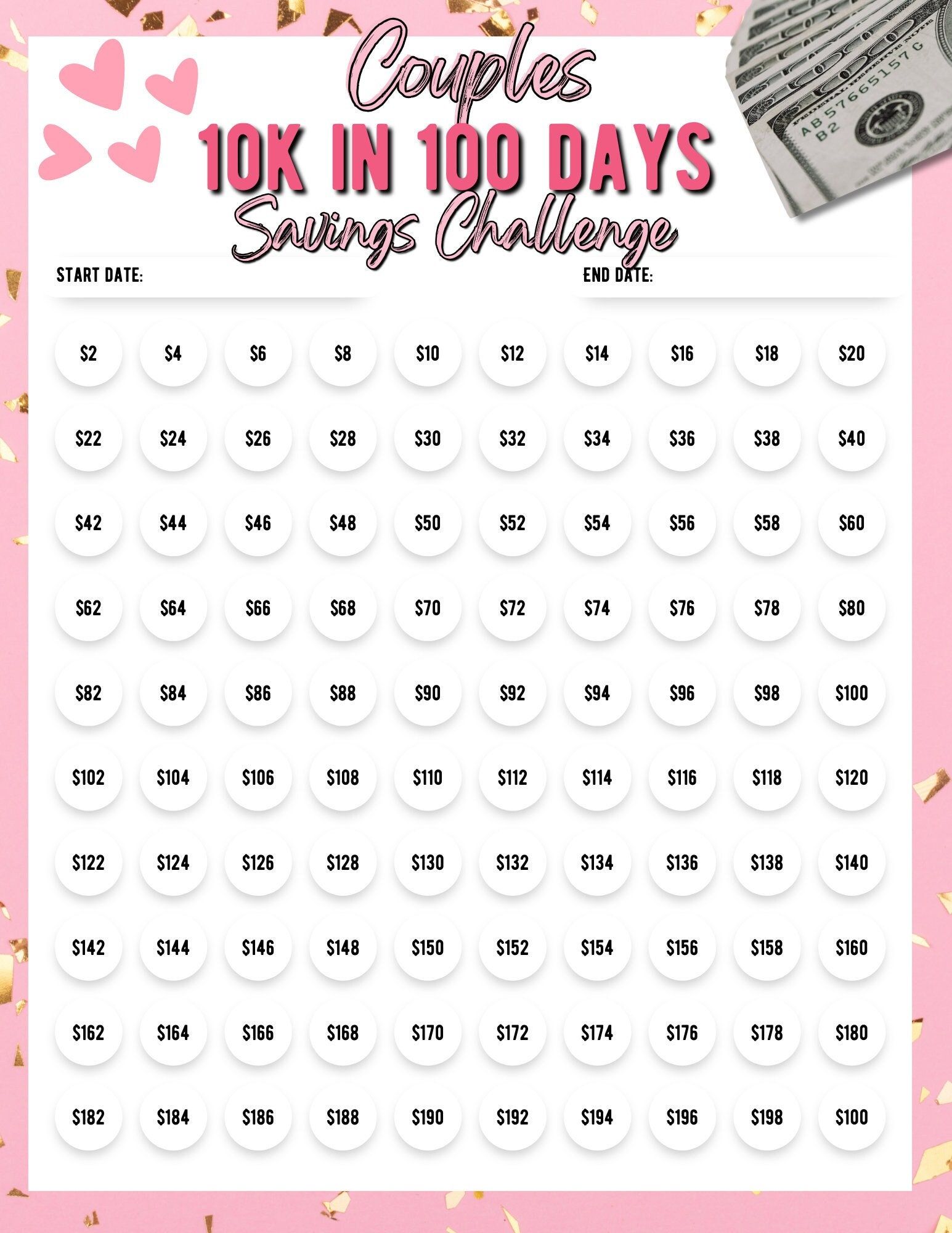 10K In 100 Days Savings Challenge Printable 10000 Savings Challenge 100 Envelope Saving Chart 10K In 100 Days Savings Challenge Printable 10000 Savings Challenge 100 Envelope Saving Chart