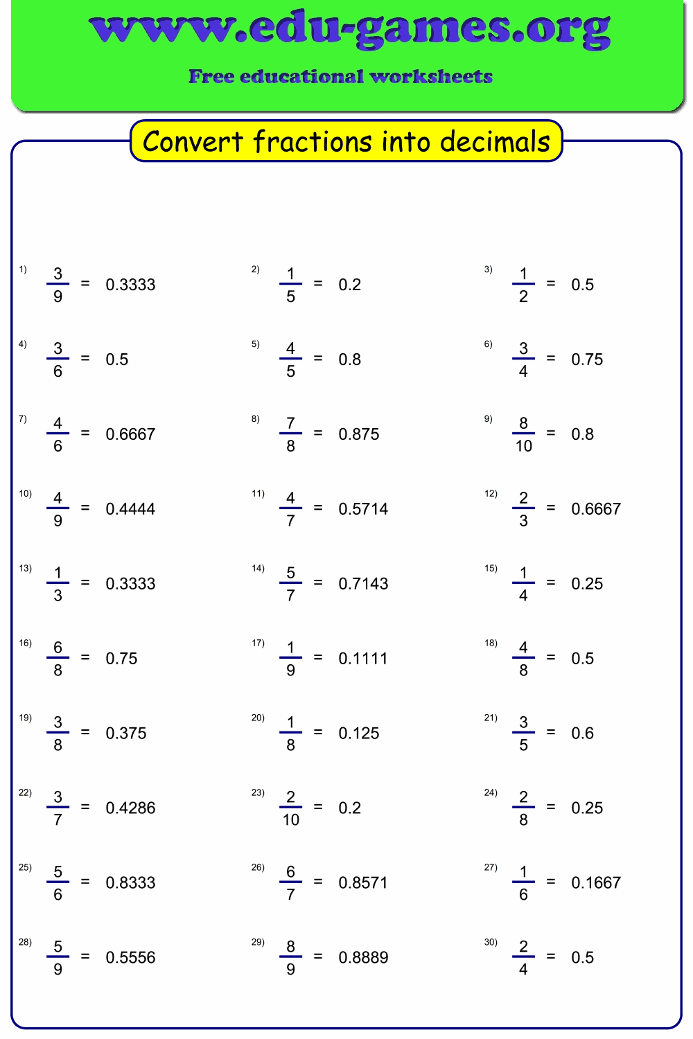 11 Engaging Converting Fractions To Decimals Worksheets The Teach 11 Engaging Converting Fractions To Decimals Worksheets The Teach