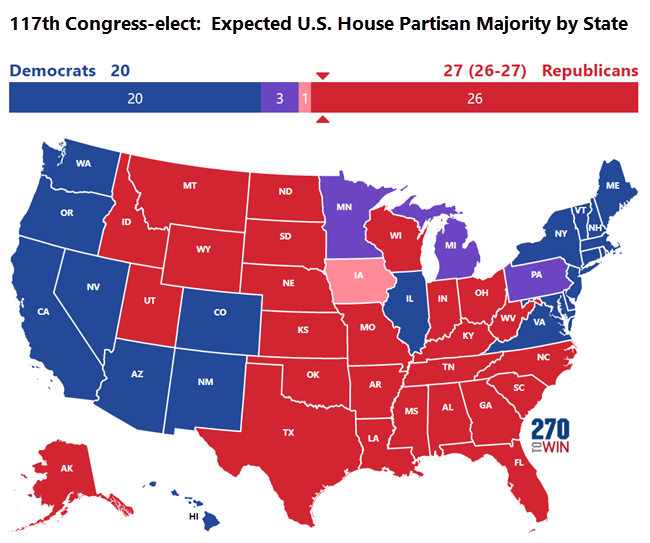117Th Congress Partisan Composition Of The U S House By State 270Towin 117Th Congress Partisan Composition Of The U S House By State 270Towin