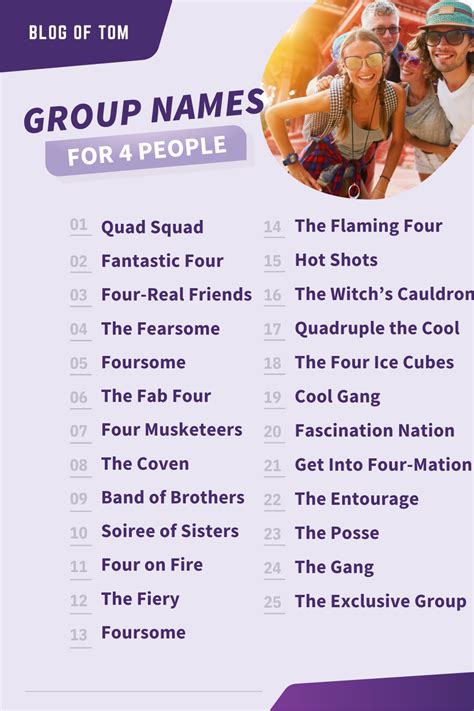 173 Group Names For 4 People Best Ideas In 2025 173 Group Names For 4 People Best Ideas In 2025