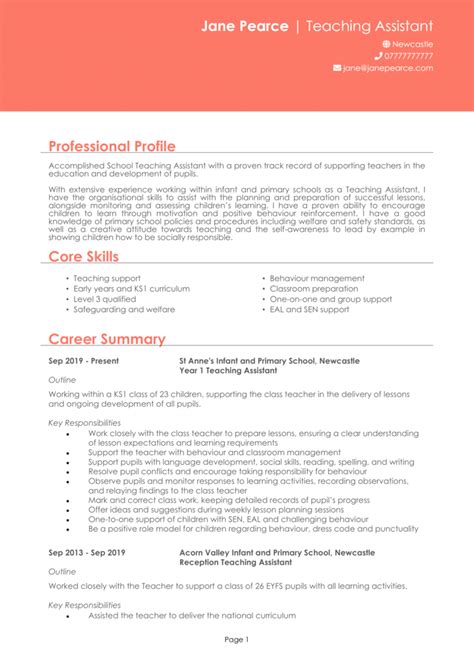 4 Teaching Assistant Cv Examples Tips Get A Top Ta Job