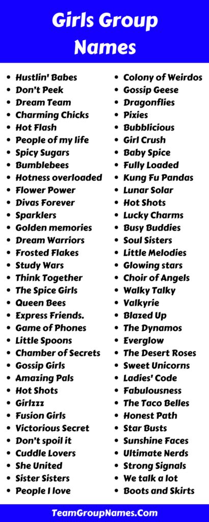 450 Girls Group Names For Your Girl Squad 450 Girls Group Names For Your Girl Squad