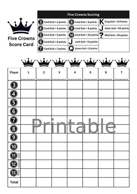 5 Crowns Score Sheet Printable 5 Crowns Score Card A4 Size Digital Download Printable Pdf 5 Crowns Score Sheet Printable 5 Crowns Score Card A4 Size Digital Download Printable Pdf
