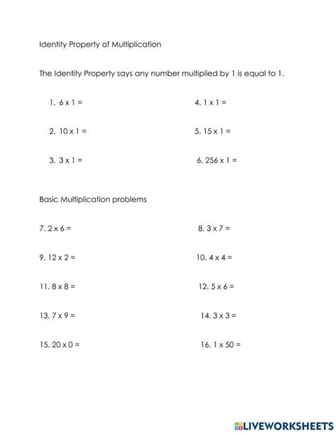 981928 Identity Of Multiplication Basic Facts 981928 Identity Of Multiplication Basic Facts
