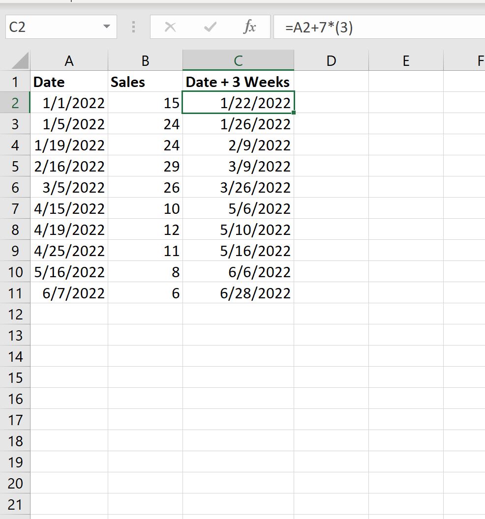 How to Add Weeks to Any Excel Date
