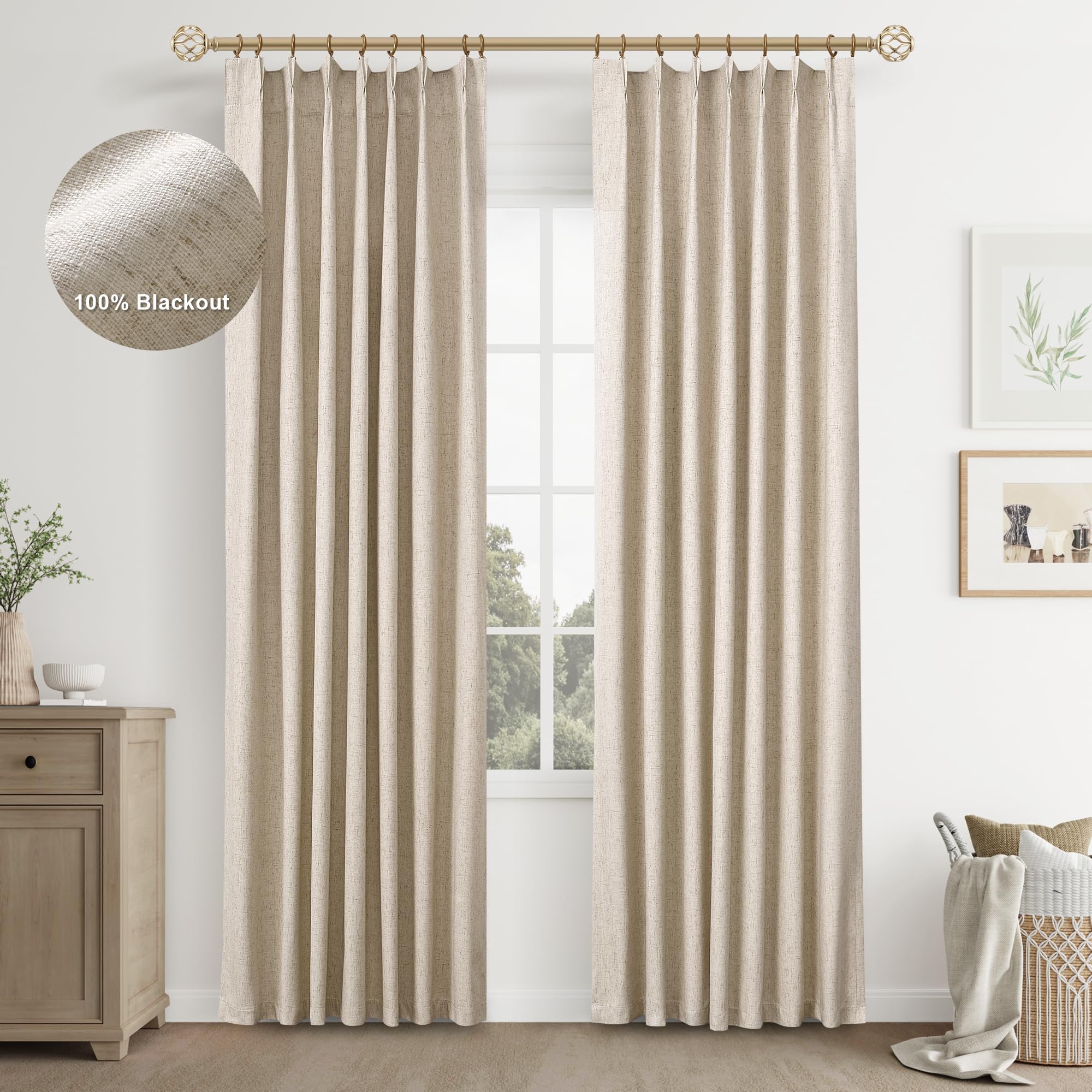Amazon Com Joywell Linen Full Blackout Curtains 94 Inches Long Pinch Amazon Com Joywell Linen Full Blackout Curtains 94 Inches Long Pinch