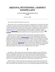 Arizona V Gant Doc Arizona Petitioner V Rodney Joseph Gant On Writ Arizona V Gant Doc Arizona Petitioner V Rodney Joseph Gant On Writ