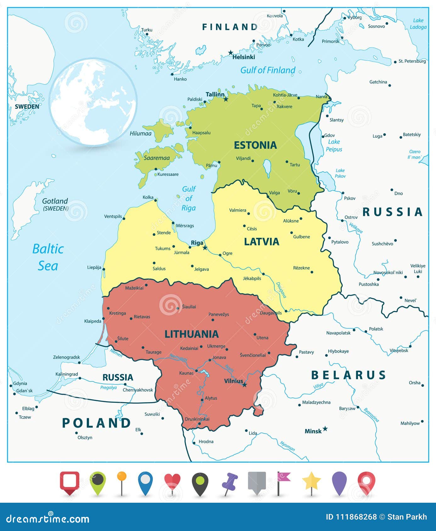 Baltic States Political Map Baltic States Political Map