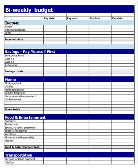 Biweekly Budget Template 10 Word Pdf Documents Download Biweekly Budget Template 10 Word Pdf Documents Download