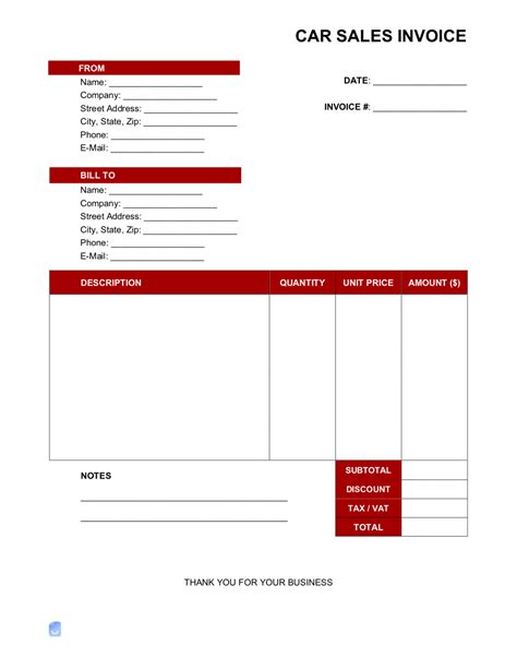 The Perfect Car Sale Invoice Template The Perfect Car Sale Invoice Template