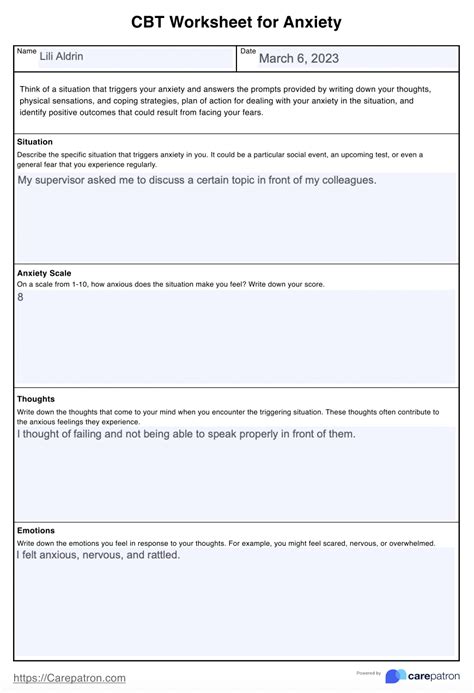 Cbt Worksheets For Anxiety Example Free Pdf Download Cbt Worksheets For Anxiety Example Free Pdf Download