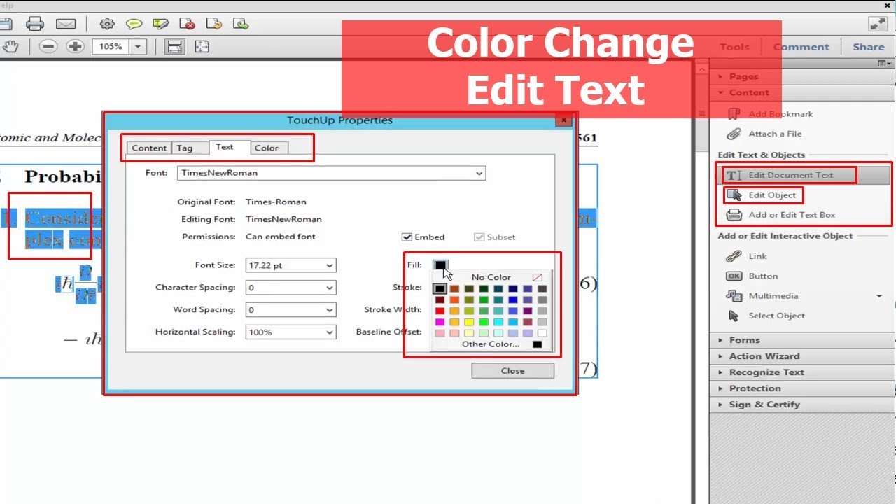 Change Color And Edited Text By Using Adobe Acrobat Pro Youtube Change Color And Edited Text By Using Adobe Acrobat Pro Youtube