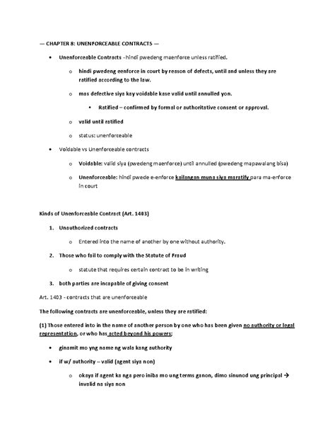 Chapter 8 Unenforceable Contracts Chapter 8 Unenforceable Contracts Chapter 8 Unenforceable Contracts Chapter 8 Unenforceable Contracts