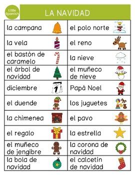 Christmas Word List In Spanish By Littlespanish Tpt Christmas Word List In Spanish By Littlespanish Tpt