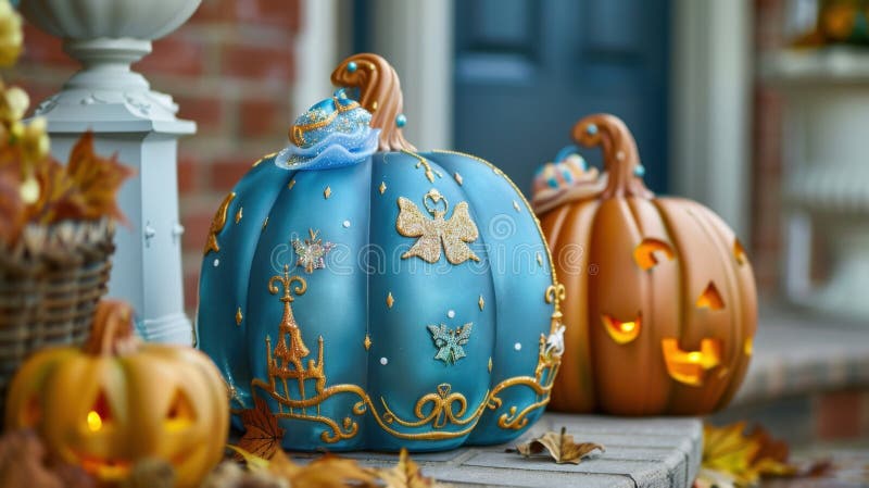 Cinderella Inspired Pumpkin Decorations For Halloween Festivities Stock