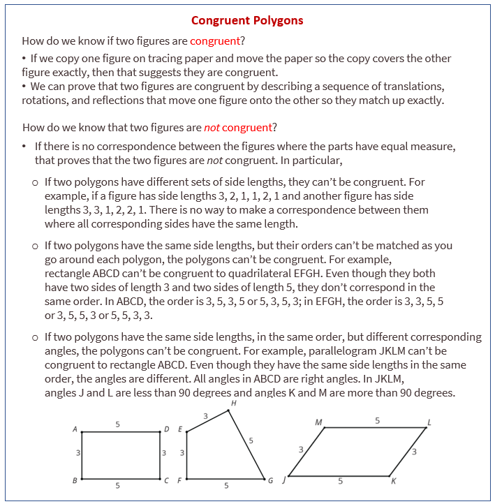 Congruent Polygons Congruent Polygons