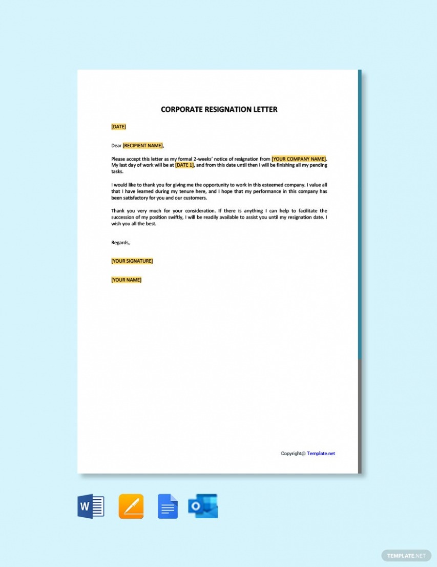 Corporate Officer Resignation Letter Templates At Corporate Officer Resignation Letter Templates At
