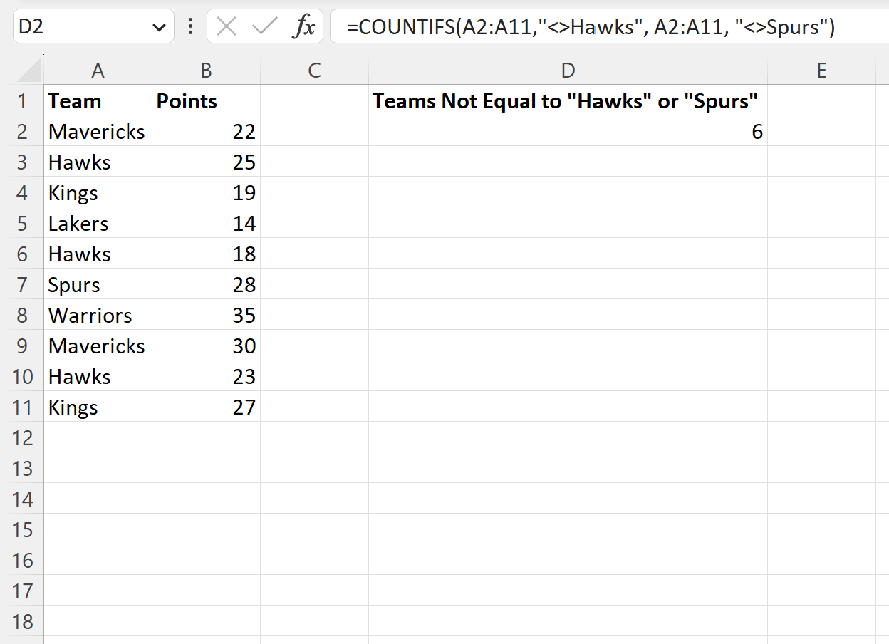 Excel Countif: 5 Not Equal Tricks