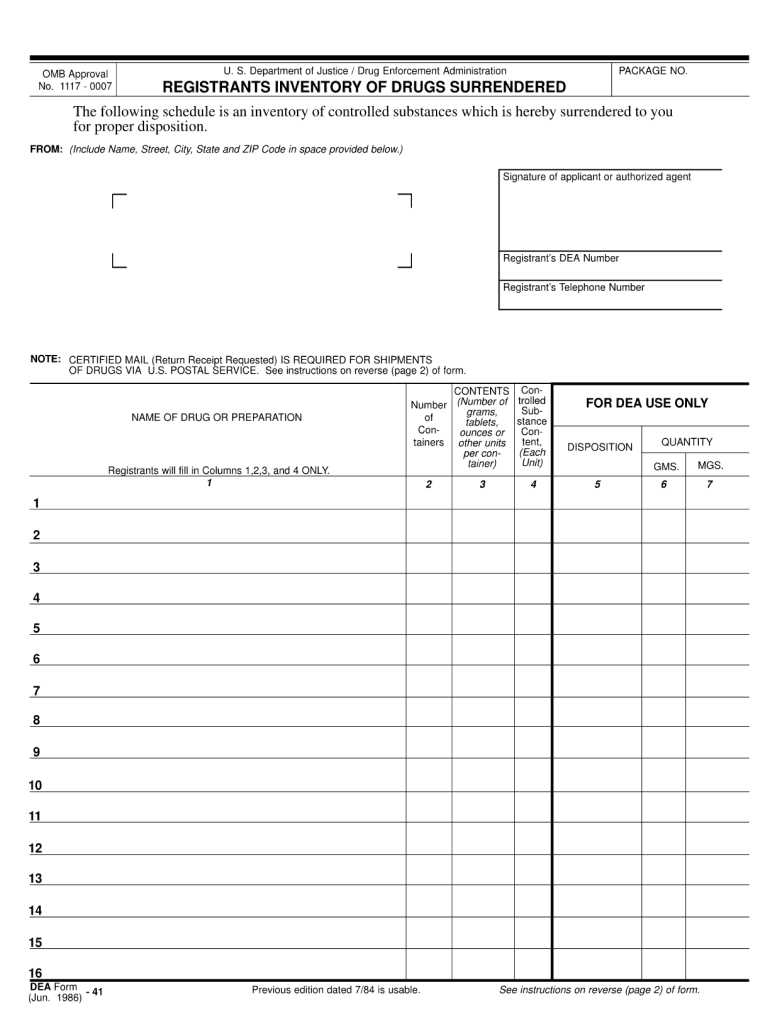 Everything You Need to Know About DEA Form 41