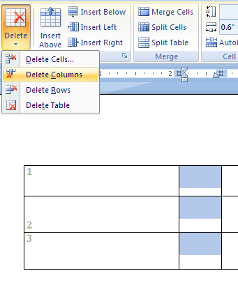 Delete Table Rows Columns Or Cells Cell Row Column Table Microsoft Office Word 2007 Delete Table Rows Columns Or Cells Cell Row Column Table Microsoft Office Word 2007