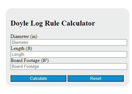 Doyle Log Rule Calculator Doyle Log Rule Calculator