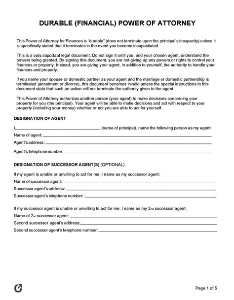 Durable Power Of Attorney Form Simple Forms Durable Power Of Attorney Form Simple Forms