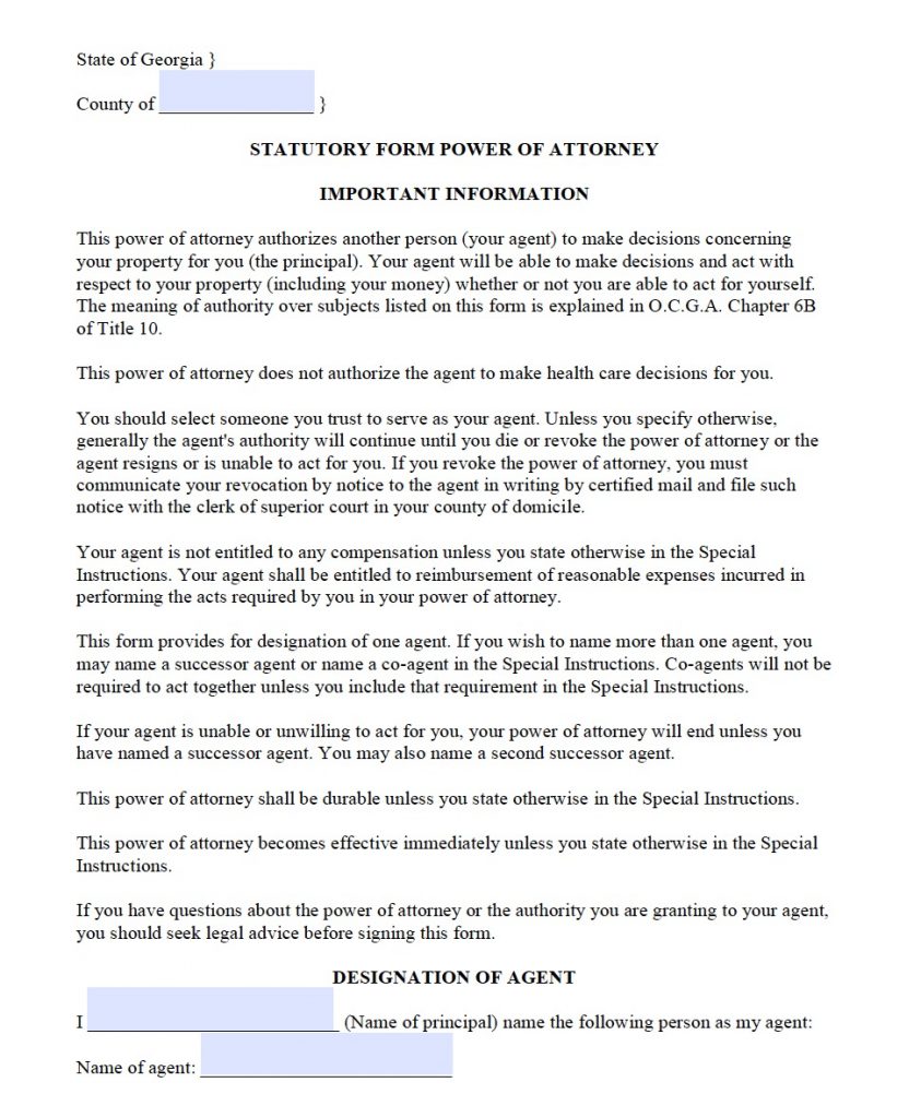 Durable Power Of Attorney Georgia 4 Durable Power Of Attorney Georgia 4
