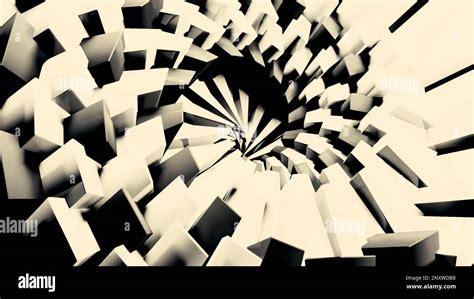 Dynamic Monochrome Pattern Of 3D Swirl Of Small 3D Rectangles Design Tornado Of Black And Dynamic Monochrome Pattern Of 3D Swirl Of Small 3D Rectangles Design Tornado Of Black And