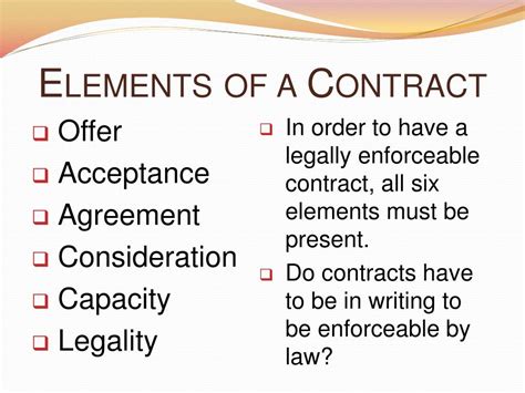 Elements Of A Legally Enforceable Contract Elements Of A Legally Enforceable Contract