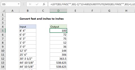 Excel Convert Feet And Inches To Inches