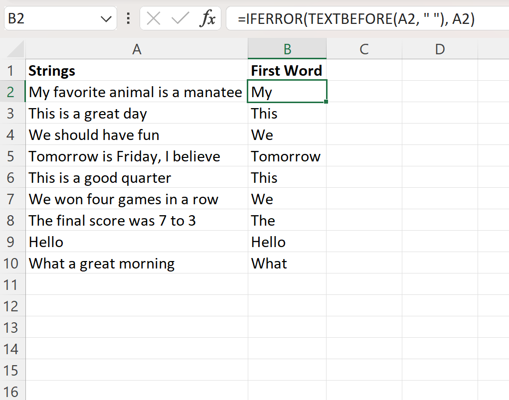 The Excel Guide: Extracting the First Word