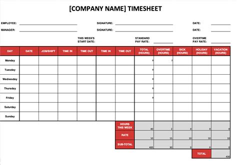 Excel Timecard Template Excel Timecard Template