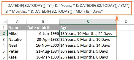 Excel Year Function Convert Date To Year Calculate Age From Date Of Birth Ablebits Com Excel Year Function Convert Date To Year Calculate Age From Date Of Birth Ablebits Com
