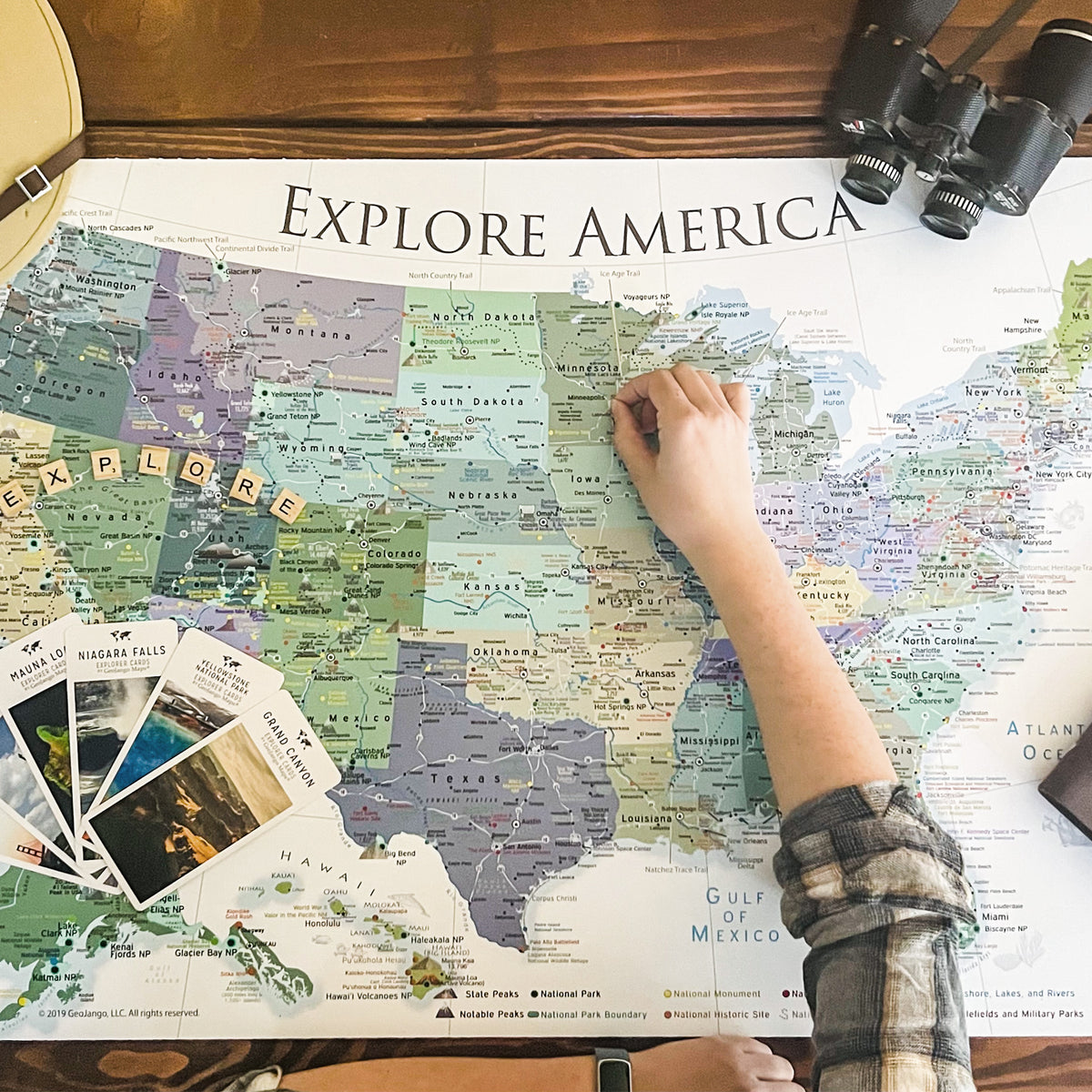 Explore America National Parks Travel Map With Pins Geojango Maps Explore America National Parks Travel Map With Pins Geojango Maps