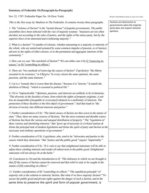 Federalist 10: 5 Ways to Prevent Faction