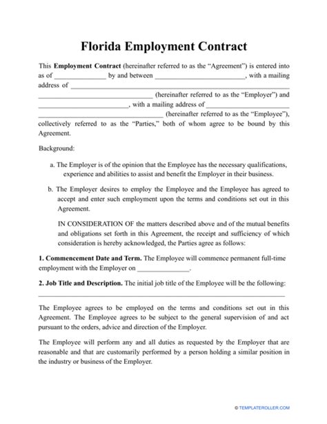 Florida Employment Contract Template Fill Out Sign Online And Download Pdf Templateroller Florida Employment Contract Template Fill Out Sign Online And Download Pdf Templateroller