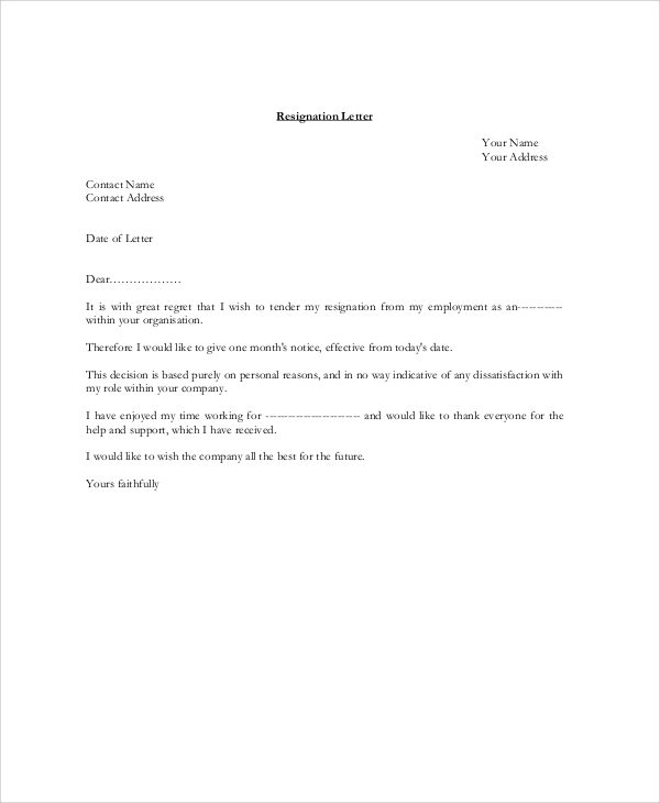 Free 14 Company Resignation Letter Samples In Pdf Ms Word Free 14 Company Resignation Letter Samples In Pdf Ms Word