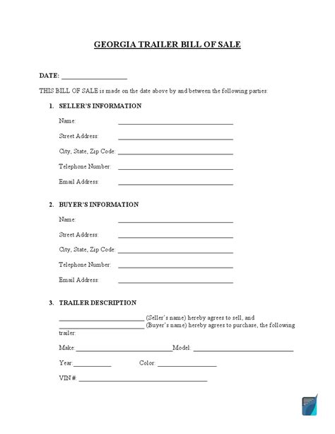 Free Georgia Trailer Bill Of Sale Form Pdf Formspal Free Georgia Trailer Bill Of Sale Form Pdf Formspal