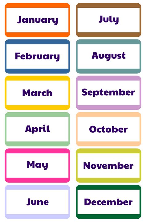 Free Printable Months Of The Year Free Printable Months Of The Year