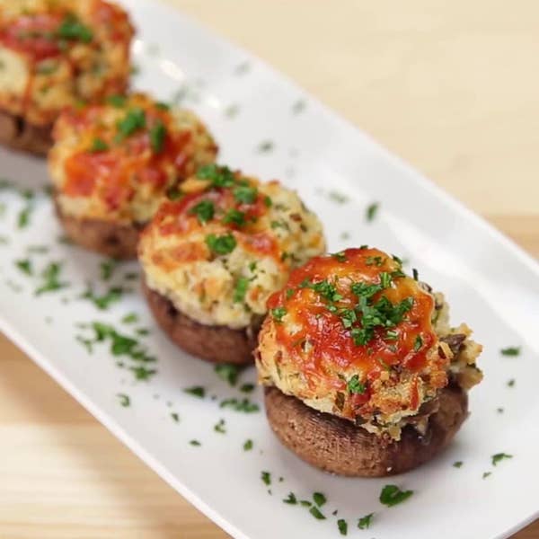 Garlic Parmesan Stuffed Mushrooms Recipe By Tasty