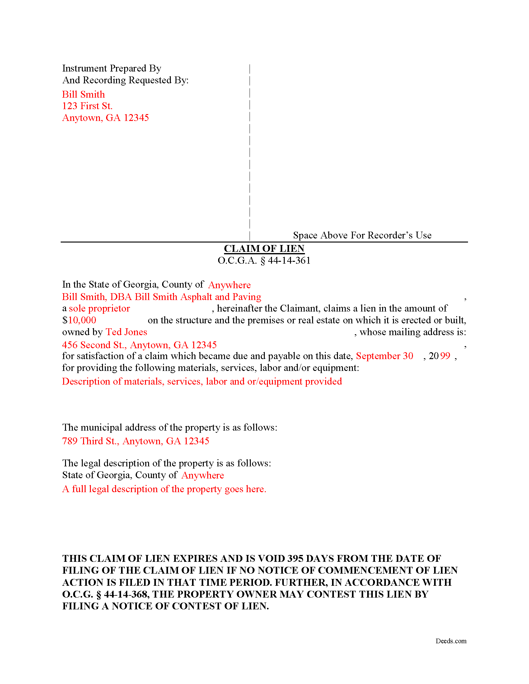 Gwinnett County Claim Of Mechanics Lien Form Georgia Deeds Com Gwinnett County Claim Of Mechanics Lien Form Georgia Deeds Com