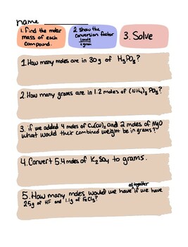 Handwritten Grams To Moles Moles To Grams By Emma Griffin Tpt Handwritten Grams To Moles Moles To Grams By Emma Griffin Tpt