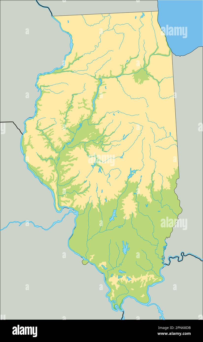 High Detailed Illinois Map High Detailed Illinois Map