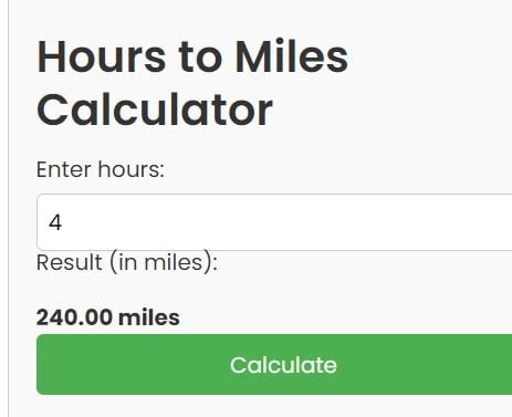 Hours To Miles Calculator Toolsed