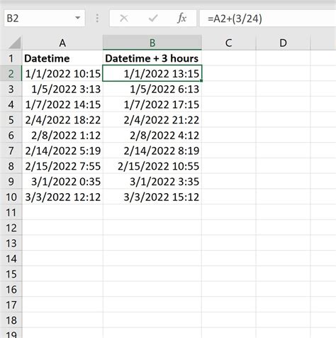 How To Add Or Subtract Hours From A Date Time Field In Excel