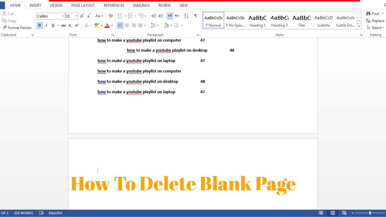 How To Delete That Unwanted Blank Page At The End Of A Word Document 5 Ways Youtube