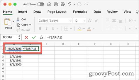 Extracting the Year from Excel Dates