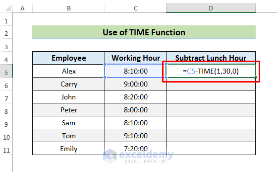 How To Subtract Time In Excel 10 Quick Methods Exceldemy