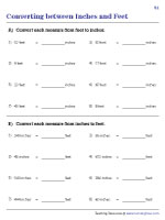 Inches To Feet Conversion Worksheet Inches To Feet Conversion Worksheet