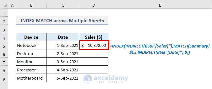 Index Match Across Multiple Sheets In Excel With Alternative